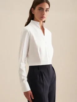 Seidensticker Blusen*Damen Kelchkragenbluse - Uni weiß uni