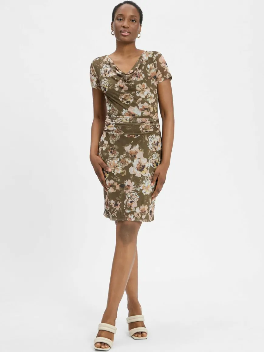 zero Kleider*Damen Kleid khaki altrosa gemustert