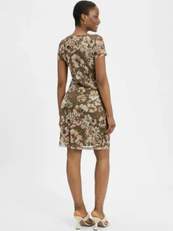 zero Kleider*Damen Kleid khaki altrosa gemustert