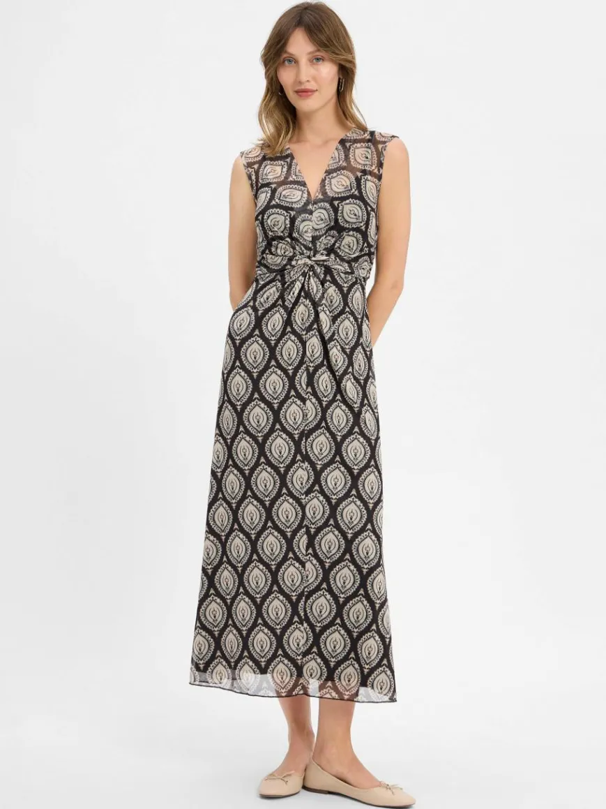 Cartoon Kleider*Damen Kleid schwarz beige gemustert