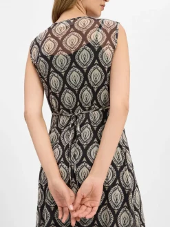 Cartoon Kleider*Damen Kleid schwarz beige gemustert