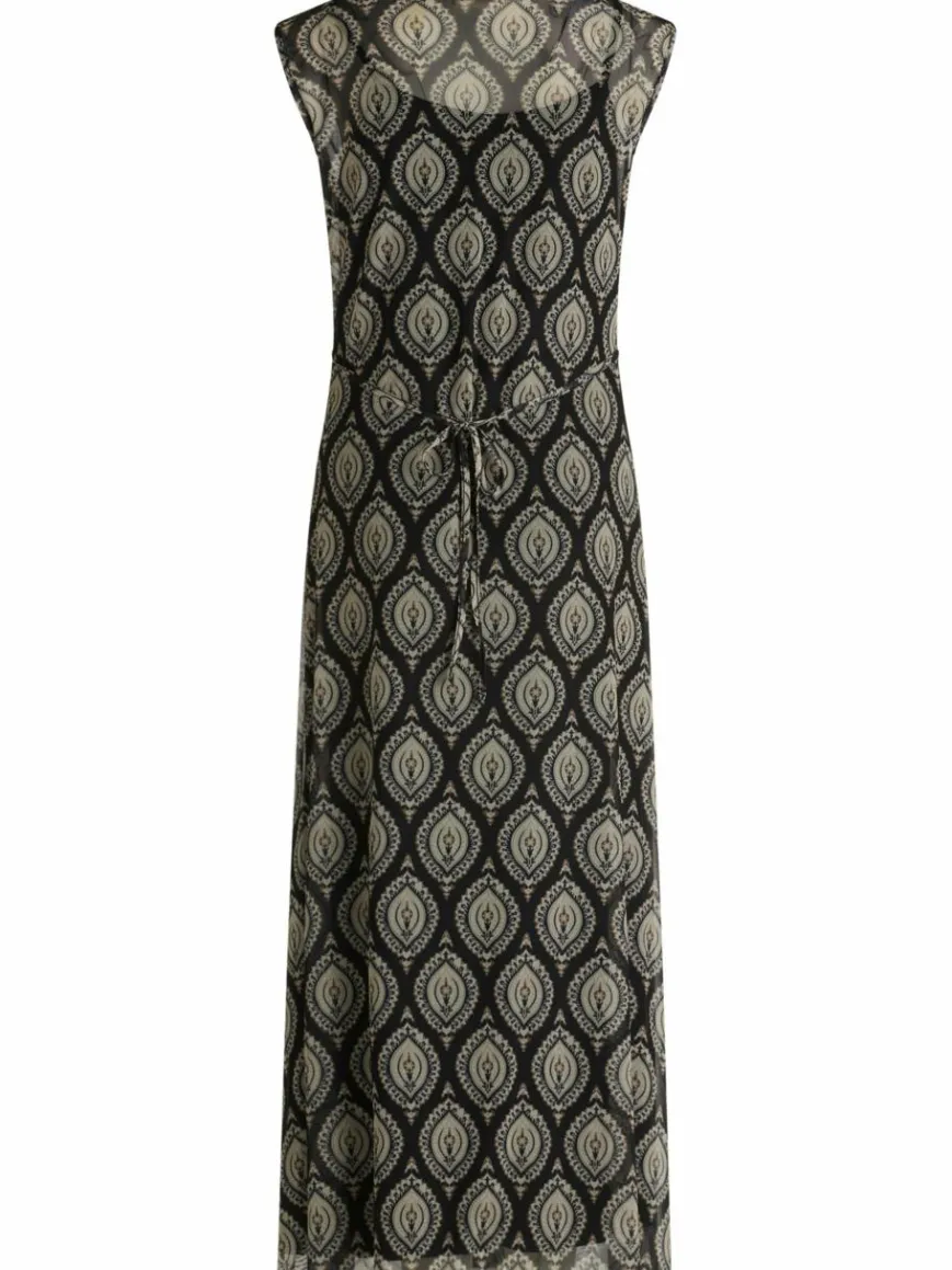 Cartoon Kleider*Damen Kleid schwarz beige gemustert