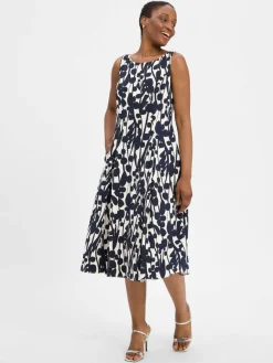 Vera Mont Kleider*Damen Kleid marine ecru gemustert