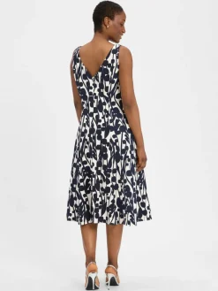 Vera Mont Kleider*Damen Kleid marine ecru gemustert