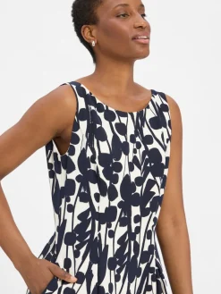 Vera Mont Kleider*Damen Kleid marine ecru gemustert