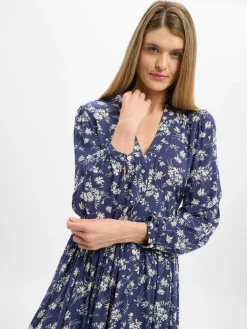 Polo Ralph Lauren Kleider*Damen Kleid marine ecru gemustert