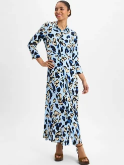 Y.A.S Kleider*Damen Kleid - YASSavanna hellblau beige gemustert