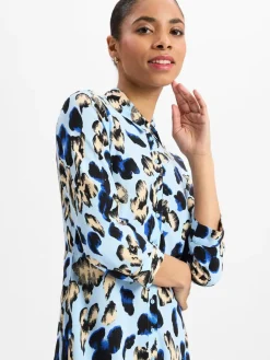 Y.A.S Kleider*Damen Kleid - YASSavanna hellblau beige gemustert