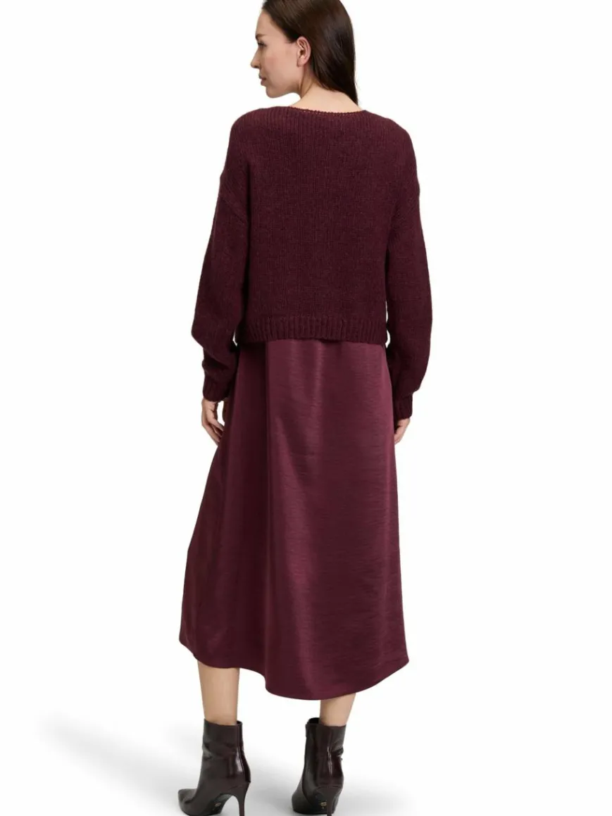 Robe Légère Kleider*Damen Kleid-Pullover-Set mit Mohair-Anteil bordeaux uni