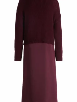 Robe Légère Kleider*Damen Kleid-Pullover-Set mit Mohair-Anteil bordeaux uni