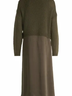 Robe Légère Kleider*Damen Kleid-Pullover-Set mit Mohair-Anteil khaki uni