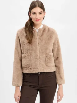 Marie Lund Jacken & Westen*Damen Kunstfelljacke taupe uni