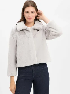 Marie Lund Jacken & Westen*Damen Kunstfelljacke - Paola hellgrau uni