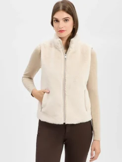 Marie Lund Jacken & Westen*Damen Kunstfellweste sand uni