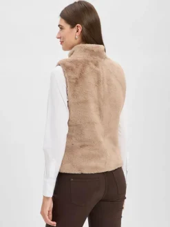 Marie Lund Jacken & Westen*Damen Kunstfellweste taupe uni