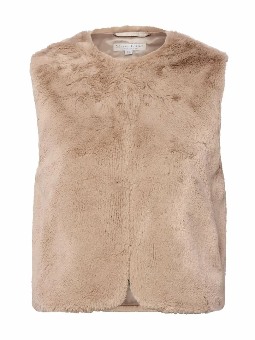 Marie Lund Jacken & Westen*Damen Kunstfellweste - Tilda taupe uni