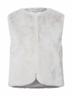 Marie Lund Jacken & Westen*Damen Kunstfellweste - Tilda hellgrau uni