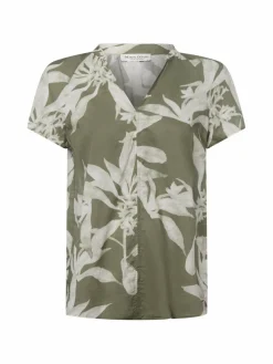 Marc O'Polo Blusen*Damen Kurzarmbluse oliv grau gemustert