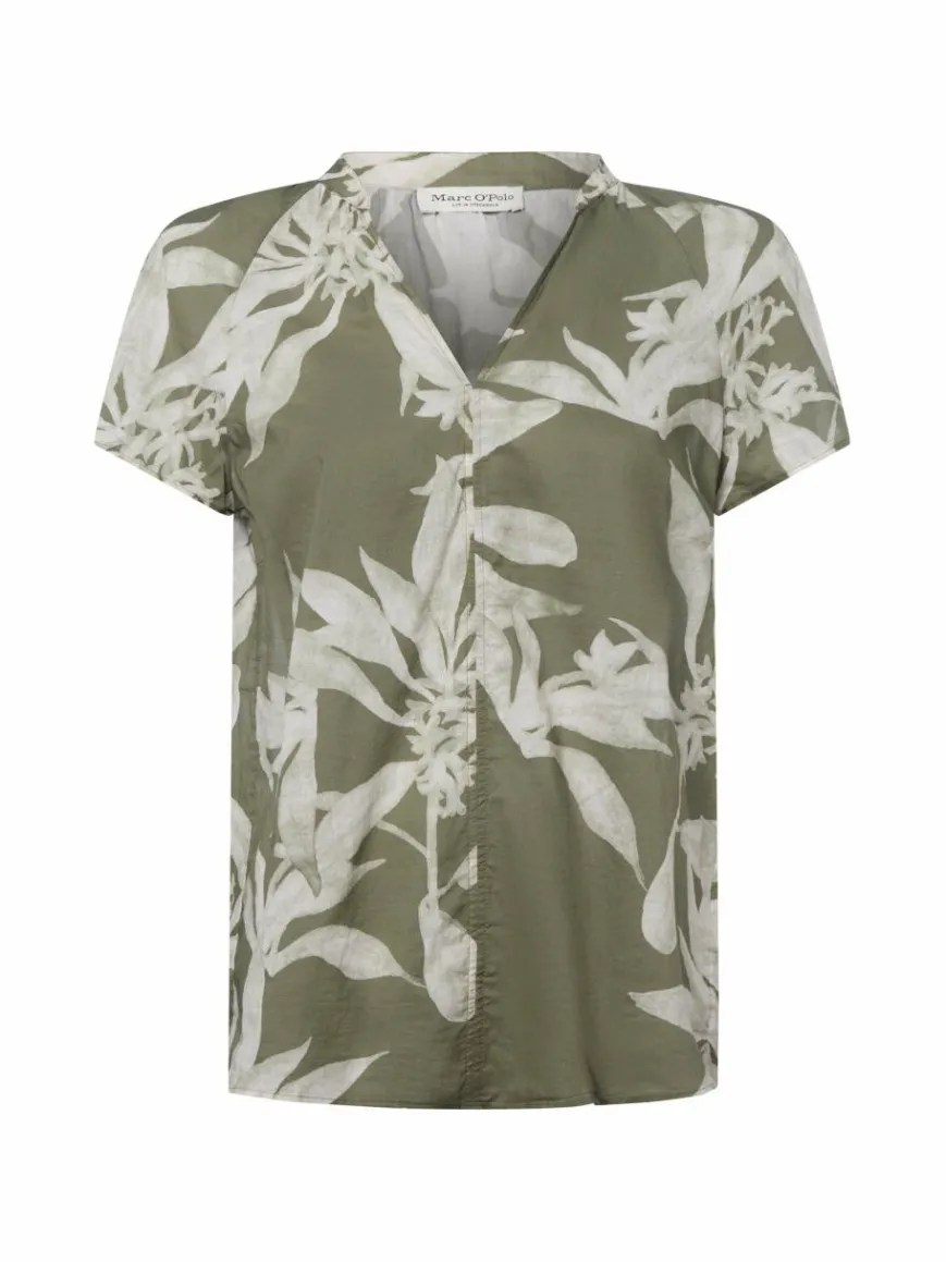 Marc O'Polo Blusen*Damen Kurzarmbluse oliv grau gemustert