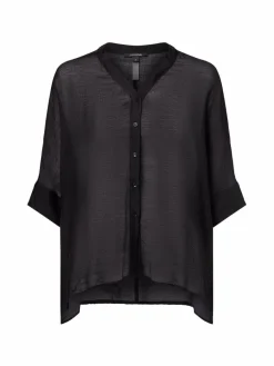 comma Blusen*Damen Kurzarmbluse schwarz uni