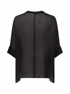 comma Blusen*Damen Kurzarmbluse schwarz uni