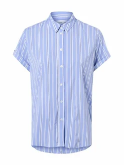 Samsøe Samsøe Blusen*Damen Kurzarmbluse - Majan hellblau weiß gestreift