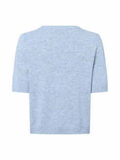 comma Pullover & Strickjacken*Damen Kurzarm-Pullover hellgrau meliert