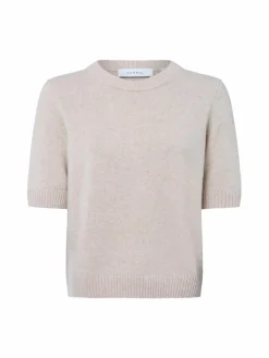 comma Pullover & Strickjacken*Damen Kurzarm-Pullover beige meliert