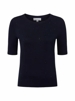 Marie Lund Pullover & Strickjacken|Shirts & Tops*Damen Kurzarmpullover marine uni