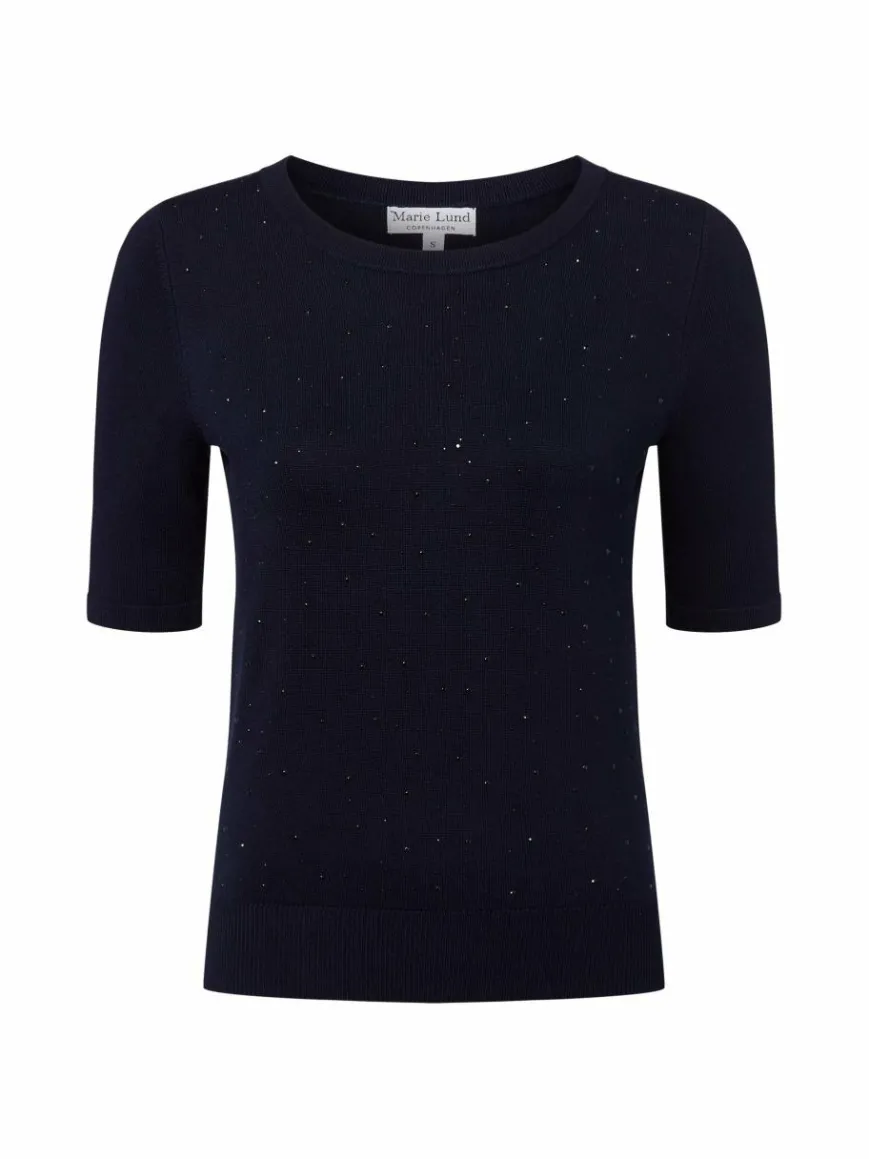 Marie Lund Pullover & Strickjacken|Shirts & Tops*Damen Kurzarmpullover marine uni