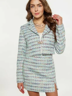 Faina Blazer*Damen Kurzblazer blau gemustert