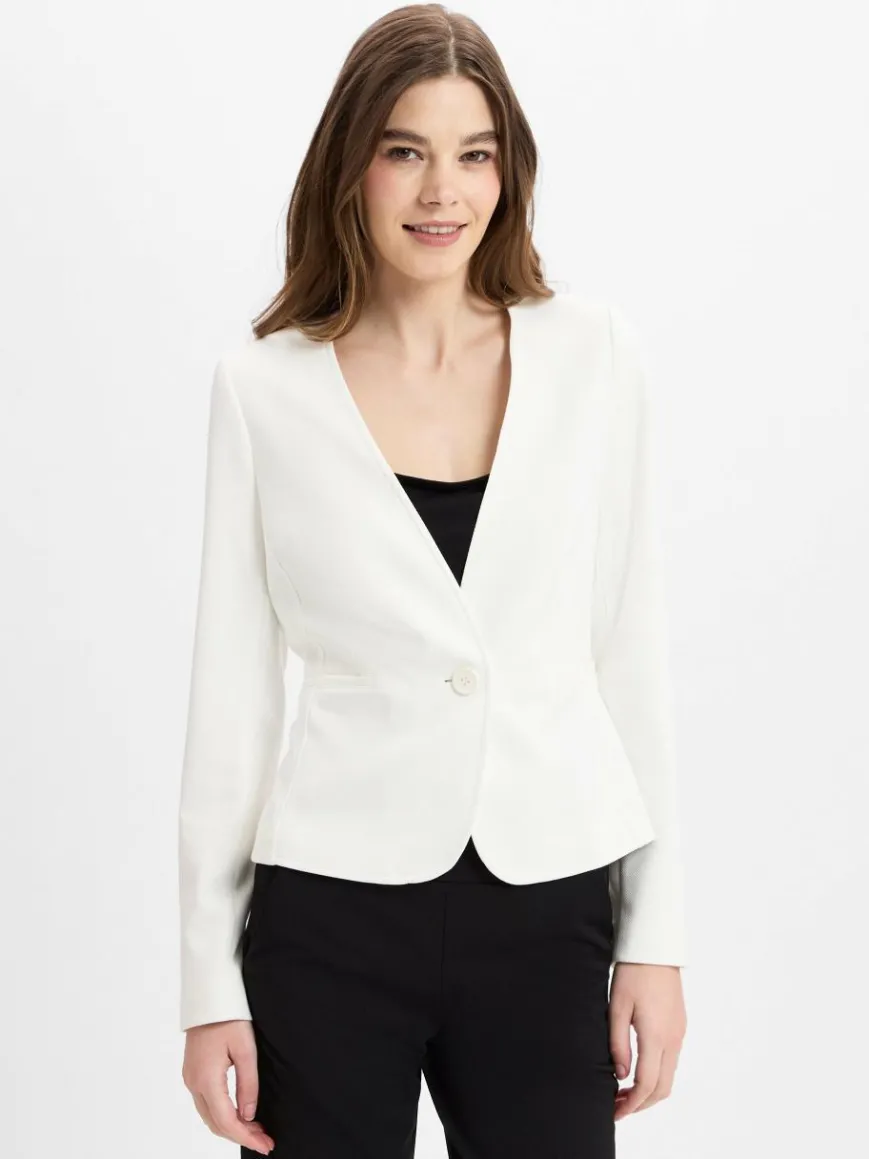 zero Blazer*Damen Kurzblazer weiß uni
