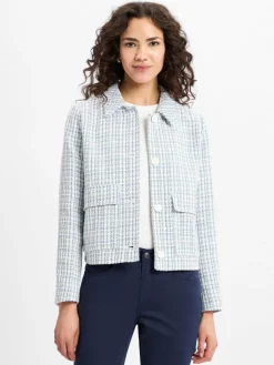 comma Blazer*Damen Kurzblazer hellblau weiß kariert
