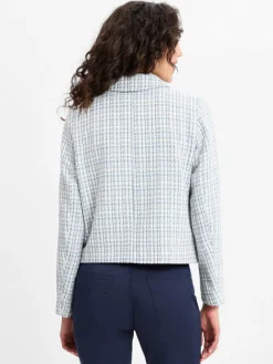 comma Blazer*Damen Kurzblazer hellblau weiß kariert