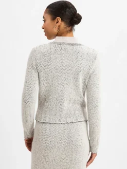 Marc Cain Collections Blazer*Damen Kurzblazer mit Alpaka-Anteil hellgrau gemustert