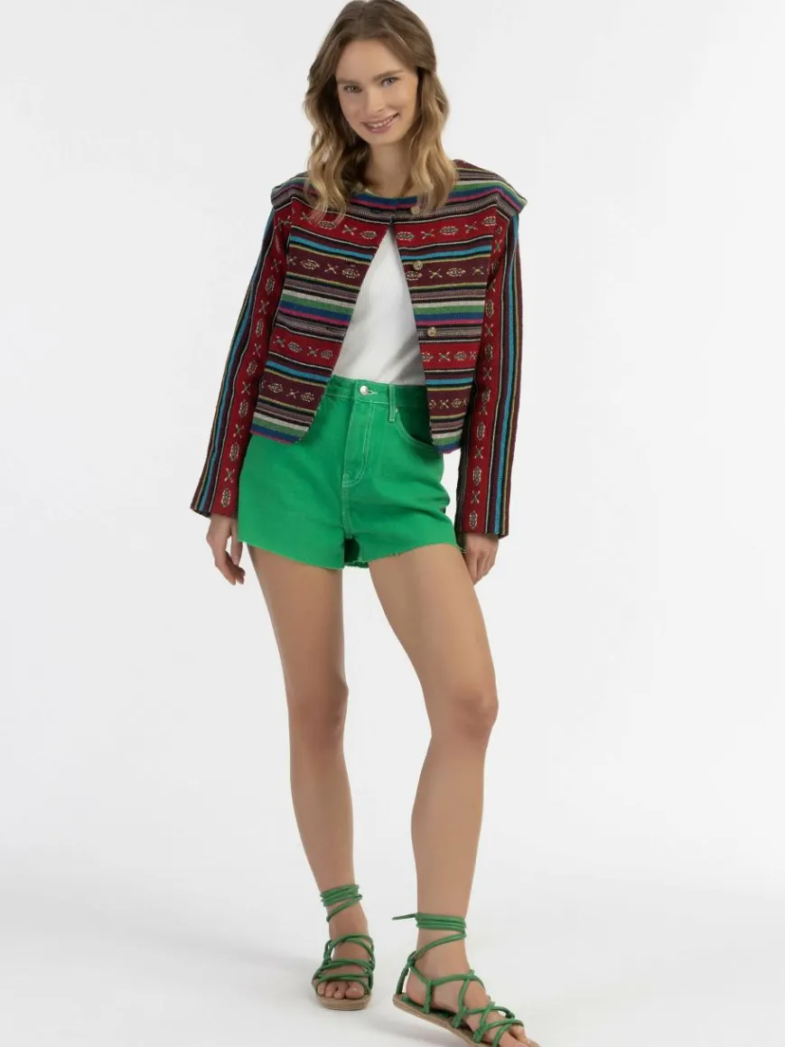 IZIA Blazer*Damen Kurze Blazerjacke schwarz gemustert