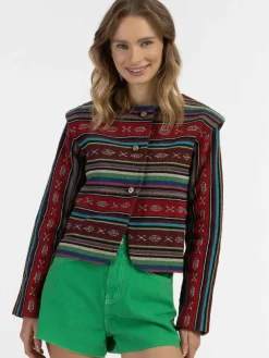 IZIA Blazer*Damen Kurze Blazerjacke schwarz gemustert