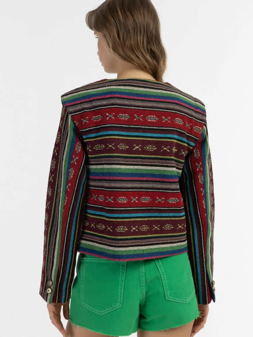 IZIA Blazer*Damen Kurze Blazerjacke schwarz gemustert