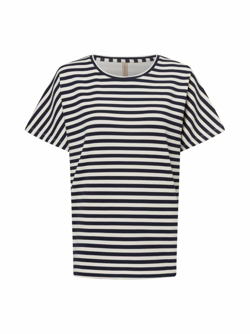 soyaconcept® Sweatshirts & Sweatjacken*Damen Kurzsarm-Sweatshirt - SC-Barni marine ecru gestreift