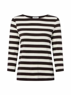 More & More Shirts & Tops*Damen Langarmshirt ecru schoko gestreift