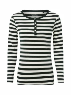 brookshire Shirts & Tops*Damen Langarmshirt tanne ecru gestreift