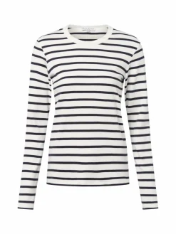 Marie Lund Shirts & Tops*Damen Langarmshirt ecru marine gestreift