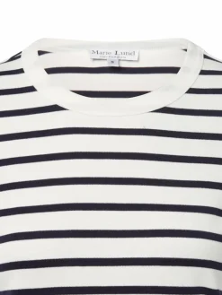 Marie Lund Shirts & Tops*Damen Langarmshirt ecru marine gestreift