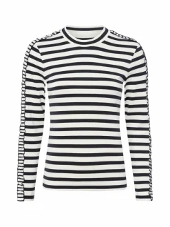 Marc Cain Sports Shirts & Tops*Damen Langarmshirt ecru schwarz gestreift