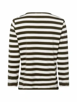 Marie Lund Shirts & Tops*Damen Langarmshirt ecru oliv gestreift