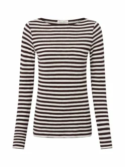 Marc O'Polo Shirts & Tops*Damen Langarmshirt weiß schoko gestreift
