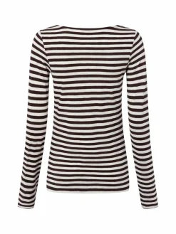 Marc O'Polo Shirts & Tops*Damen Langarmshirt weiß schoko gestreift