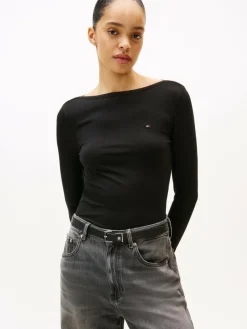 Tommy Hilfiger Shirts & Tops*Damen Langarmshirt schwarz uni