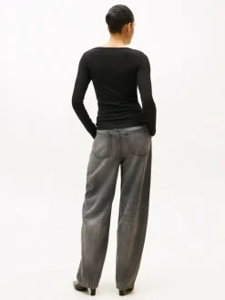 Tommy Hilfiger Shirts & Tops*Damen Langarmshirt schwarz uni