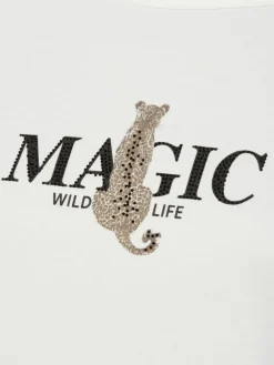 Monari Shirts & Tops*Damen Langarmshirt ecru bedruckt